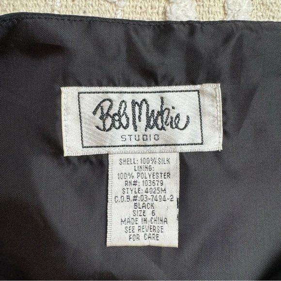 Vintage Bob Mackie Studio sleeveless floral embroidered silk little black dress - Picture 8 of 11